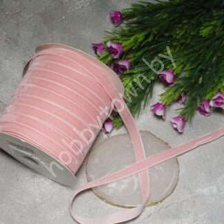 Лента бархатная 1 см (цв. розовый 09) 1 метр