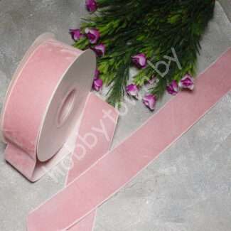 Лента бархатная 4 см (цв. розовый 09) 1 метр