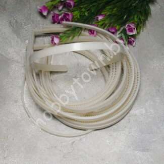 Ободок для волос 1 см, пластик (цв. кремовый ) 1 шт.