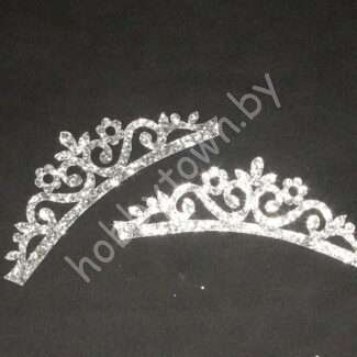 Патч из кожзама "Тиара -3" 14 см (цв. серебро ) 1 шт.