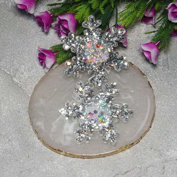 Патч шейкер "Снежинка 2" 50 мм (цв.серебро голография) 1 шт.