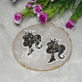 Патч сборный "Силуэт в короне" 45 мм (цв.чёрный мультиколор на белом фетре) 1 шт.