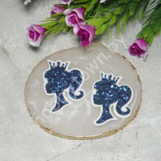 Патч сборный "Силуэт в короне" 45 мм (цв.синий на белом фетре) 1 шт.