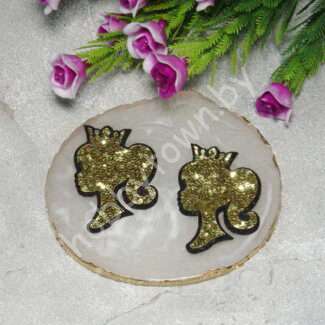 Патч сборный "Силуэт в короне" 45 мм (цв.золото на черном фетре) 1 шт.