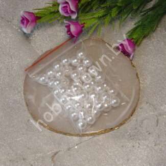 Бусины пластиковые перламутр 8 мм (цв. белый) 50 шт.