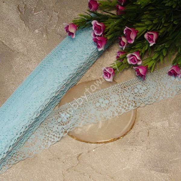 Кружево-трикотаж 37 мм (цв. голубой 2) 1 м