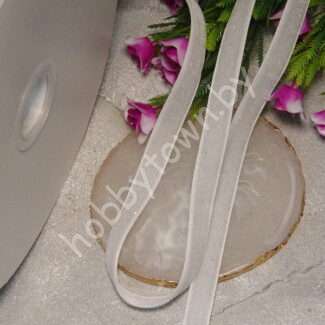 Лента бархатная с люрексом 1 см (цв. белый 2) 1 м