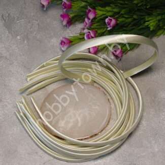 Ободок для волос (пластик+ткань) 1 см (цв. кремовый) 1 шт.