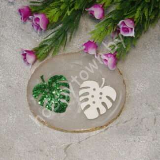 Патч-вырубка из кожзама "Лист монстеры" 40 мм (цв.зелёный) 1 шт.