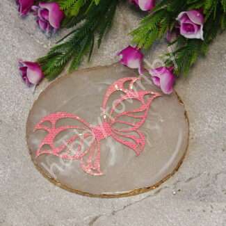 Серединка для бантика "Бабочка ажурная" 50x80 мм (цв.розовый перламутр) 1 шт.