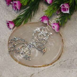 Серединка для бантика "Бабочка ажурная" 50x80 мм (цв.серебро перламутр) 1 шт.