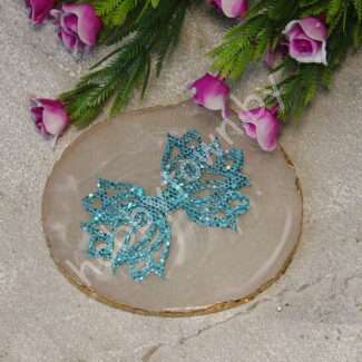 Серединка для бантика ажурная "Тюльпан" 45x65 мм (цв.голубой перламутр) 1 шт.