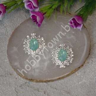 Серединка ювелирная 25×27 мм (цв.серебро/аквамариновый А20) 1 шт.