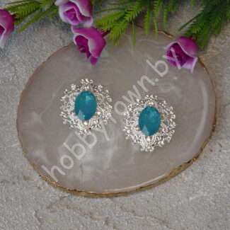 Серединка ювелирная 25×27 мм (цв.серебро/бирюзовый А13) 1 шт.
