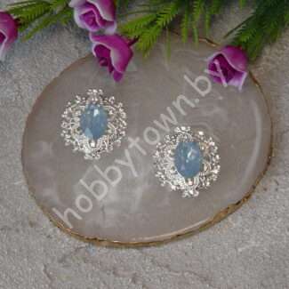Серединка ювелирная 25×27 мм (цв.серебро/голубой А17) 1 шт.