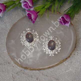 Серединка ювелирная 25×27 мм (цв.серебро/серо-коричневый А41) 1 шт.