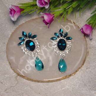 Серединка ювелирная Корона с подвеской 25x50 мм (цв.серебро/бирюзовый 11) 1 шт.