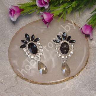 Серединка ювелирная Корона с подвеской 25x50 мм (цв.серебро/графитовый 04) 1 шт.