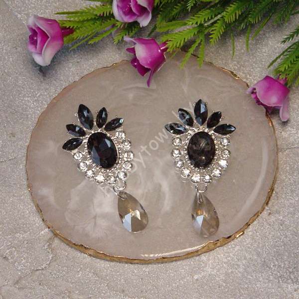 Серединка ювелирная Корона с подвеской 25x50 мм (цв.серебро/графитовый 04) 1 шт.