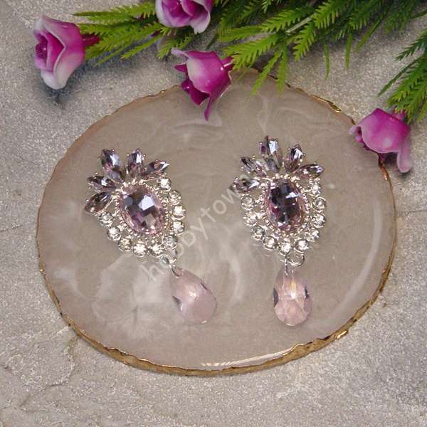 Серединка ювелирная Корона с подвеской 25x50 мм (цв.серебро/св-розовый 13) 1 шт.