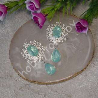 Серединка ювелирная с подвеской 25×45 мм (цв.серебро/аквамариновый А20) 1 шт.