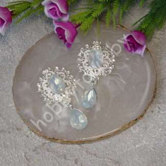 Серединка ювелирная с подвеской 25×45 мм (цв.серебро/белый А16) 1 шт.