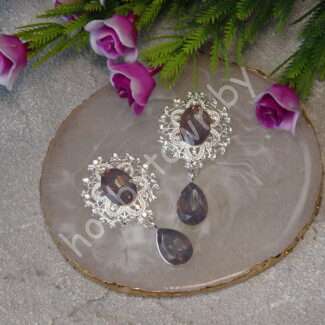 Серединка ювелирная с подвеской 25×45 мм (цв.серебро/серо-коричневый А41) 1 шт.