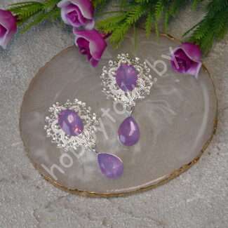 Серединка ювелирная с подвеской 25×45 мм (цв.серебро/сиреневый А27) 1 шт.