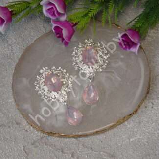 Серединка ювелирная с подвеской 25×45 мм (цв.серебро/св-розовый А10) 1 шт.