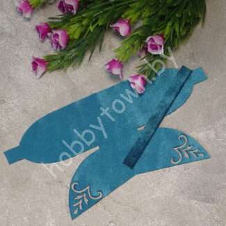 Вырубка из бархата бант "Веточки" 9 см (цв. бирюзовый) 1 шт.