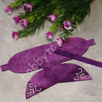 Вырубка из бархата бант "Веточки" 9 см (цв. фиолетовый) 1 шт.