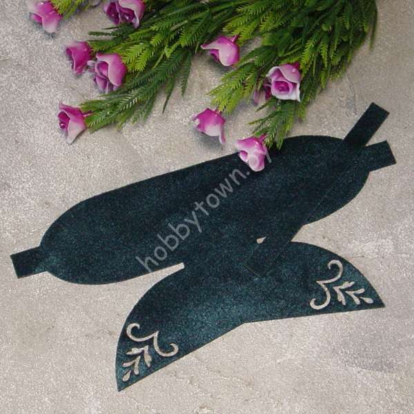 Вырубка из бархата бант "Веточки" 9 см (цв. изумрудный) 1 шт.