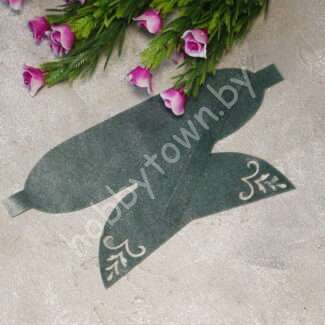 Вырубка из бархата бант "Веточки" 9 см (цв. лазурный) 1 шт.