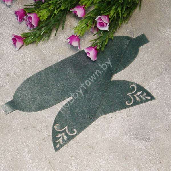 Вырубка из бархата бант "Веточки" 9 см (цв. лазурный) 1 шт.