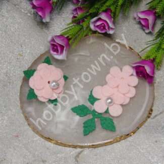 Патч сборный из корейского фетра Цветок 25 мм (цв. св-розовый) 1 шт.