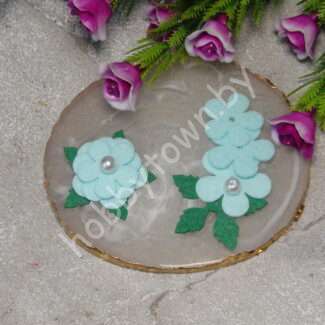 Патч сборный из корейского фетра Цветок 25 мм (цв.аквамариновый) 1 шт.