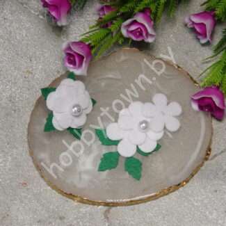Патч сборный из корейского фетра Цветок 25 мм (цв.белый) 1 шт.
