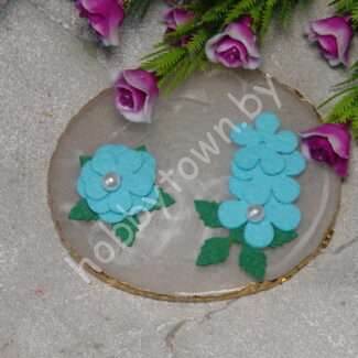 Патч сборный из корейского фетра Цветок 25 мм (цв.бирюзовый) 1 шт.