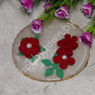 Патч сборный из корейского фетра Цветок 25 мм (цв.бордовый) 1 шт.