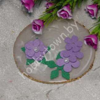 Патч сборный из корейского фетра Цветок 25 мм (цв.фиолетовый) 1 шт.