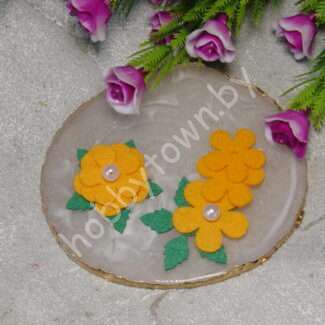 Патч сборный из корейского фетра Цветок 25 мм (цв.оранжевый) 1 шт.