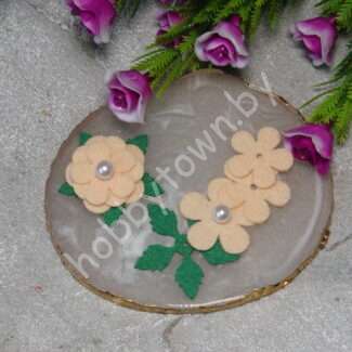 Патч сборный из корейского фетра Цветок 25 мм (цв.персиковый) 1 шт.