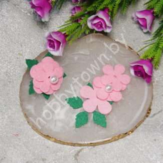 Патч сборный из корейского фетра Цветок 25 мм (цв. розовый) 1 шт.