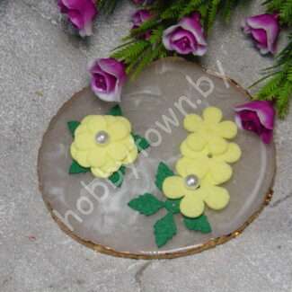 Патч сборный из корейского фетра Цветок 25 мм (цв.св-жёлтый) 1 шт.