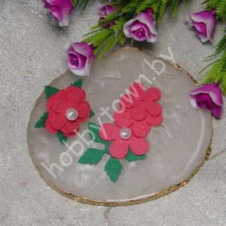 Патч сборный из корейского фетра Цветок 25 мм (цв.тёмно-розовый) 1 шт.