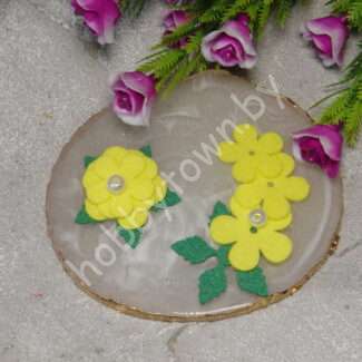 Патч сборный из корейского фетра Цветок 25 мм (цв.жёлтый) 1 шт.