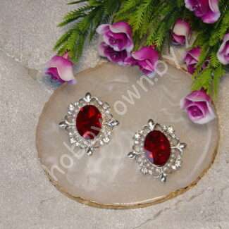 Серединка ювелирная 30x33 мм (цв.серебро/бордовый 01) 1 шт.