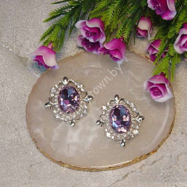 Серединка ювелирная 30x33 мм (цв.серебро/фиолетовый 02) 1 шт.