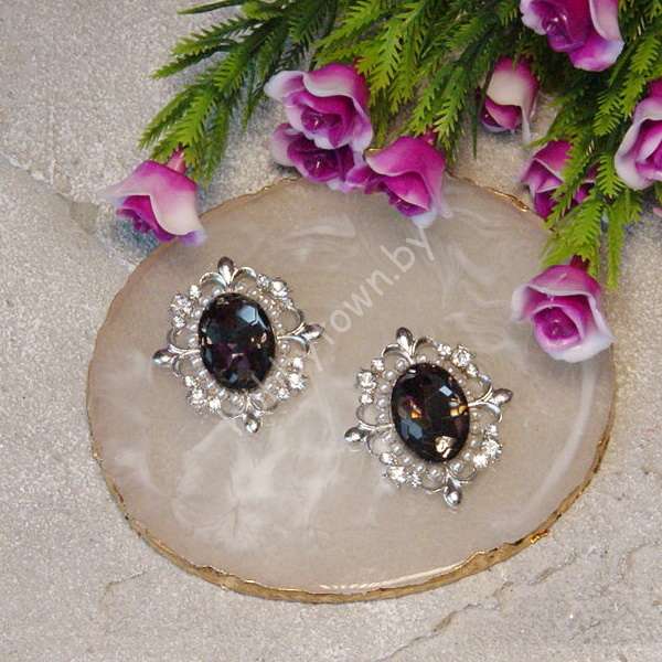 Серединка ювелирная 30x33 мм (цв.серебро/графитовый 04) 1 шт.