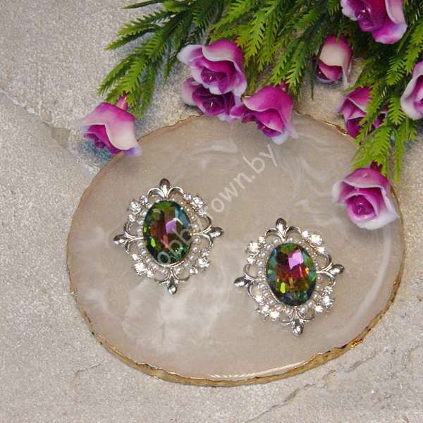 Серединка ювелирная 30x33 мм (цв.серебро/хамелеон 30) 1 шт.